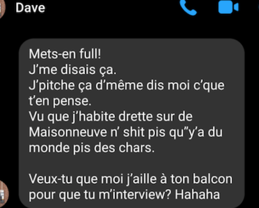 Entrevues de crise, série balcons: Dave Chose